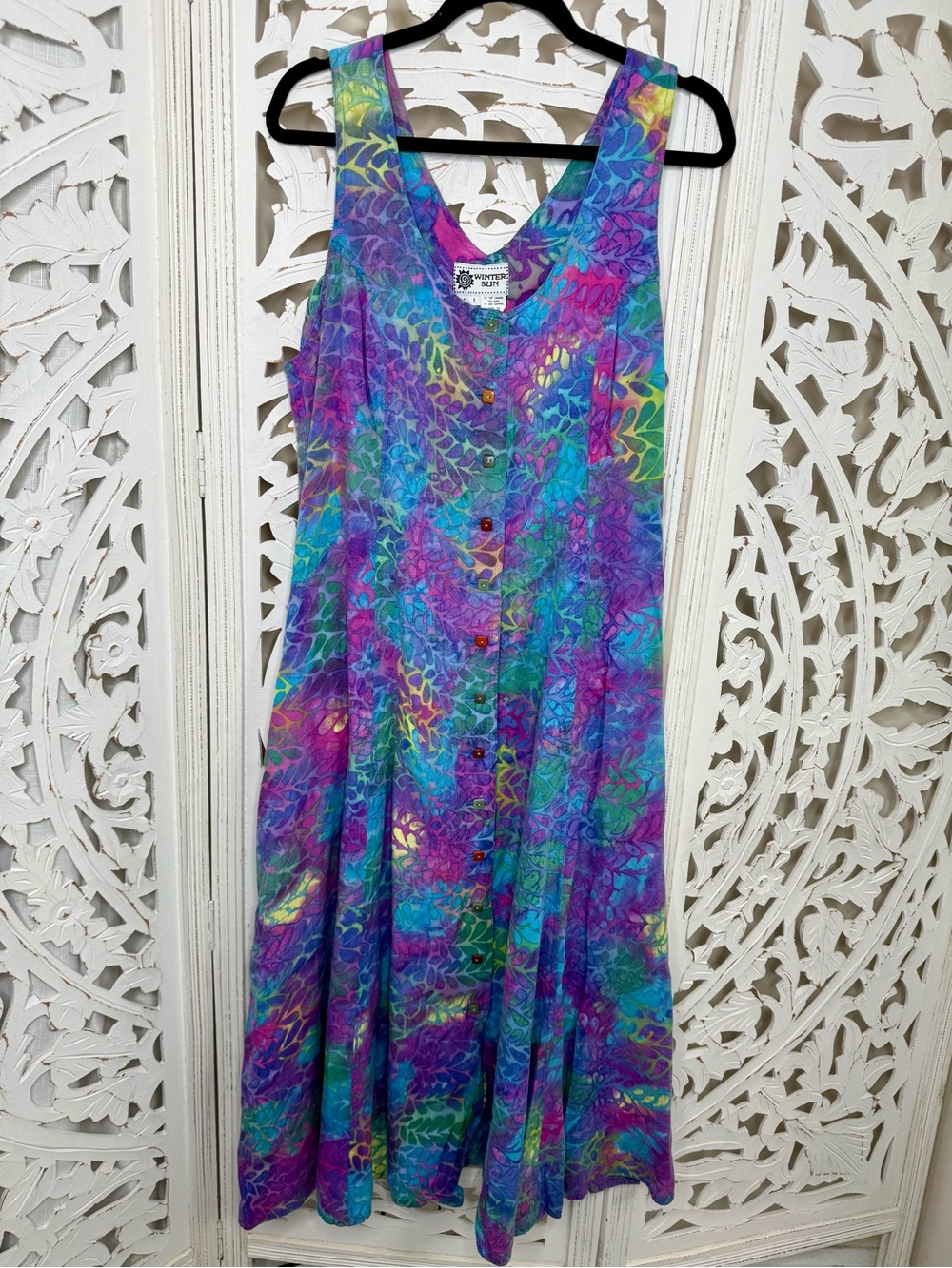 Vintage Winter Sun Multicolor Batik Maxi Sundres